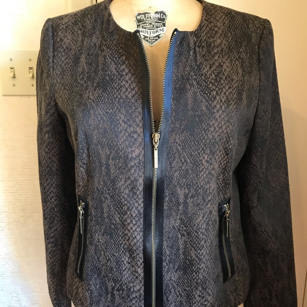 Dana Buchman Brown Snakeskin Print Jacket 10